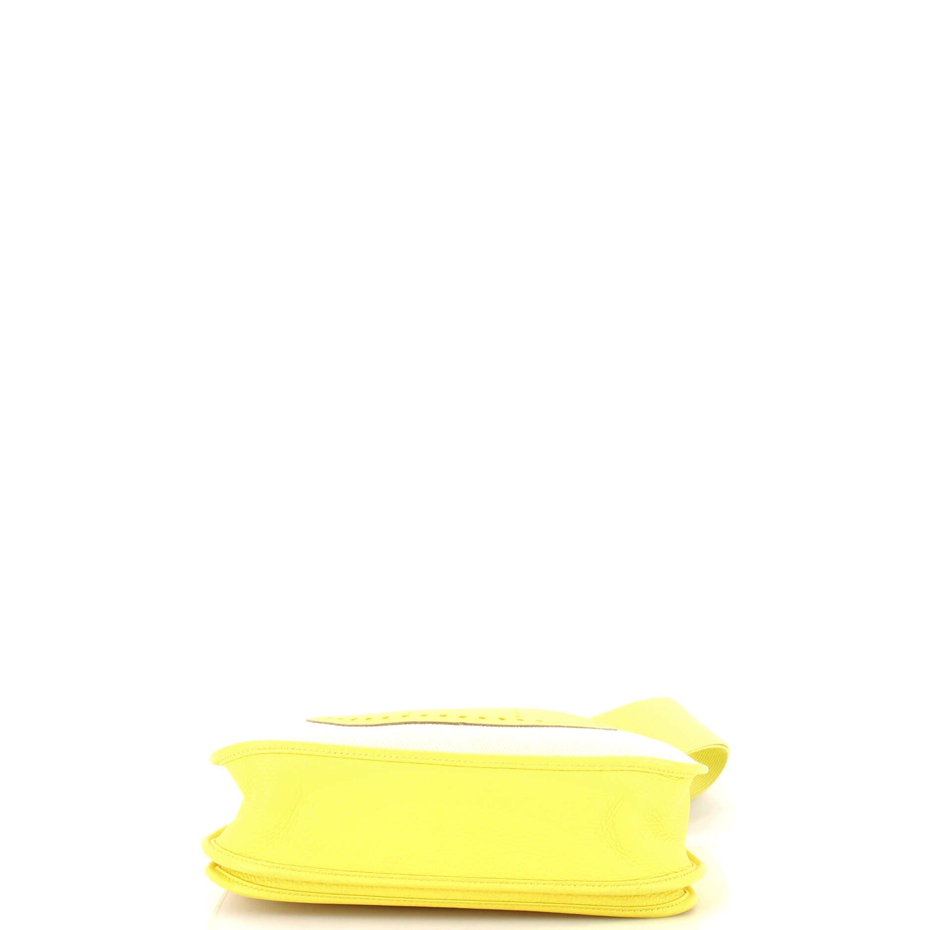 Pre-Owned Hermes Evelyne Bag Gen III Toile and Leather PM, Alternate, color, Lime