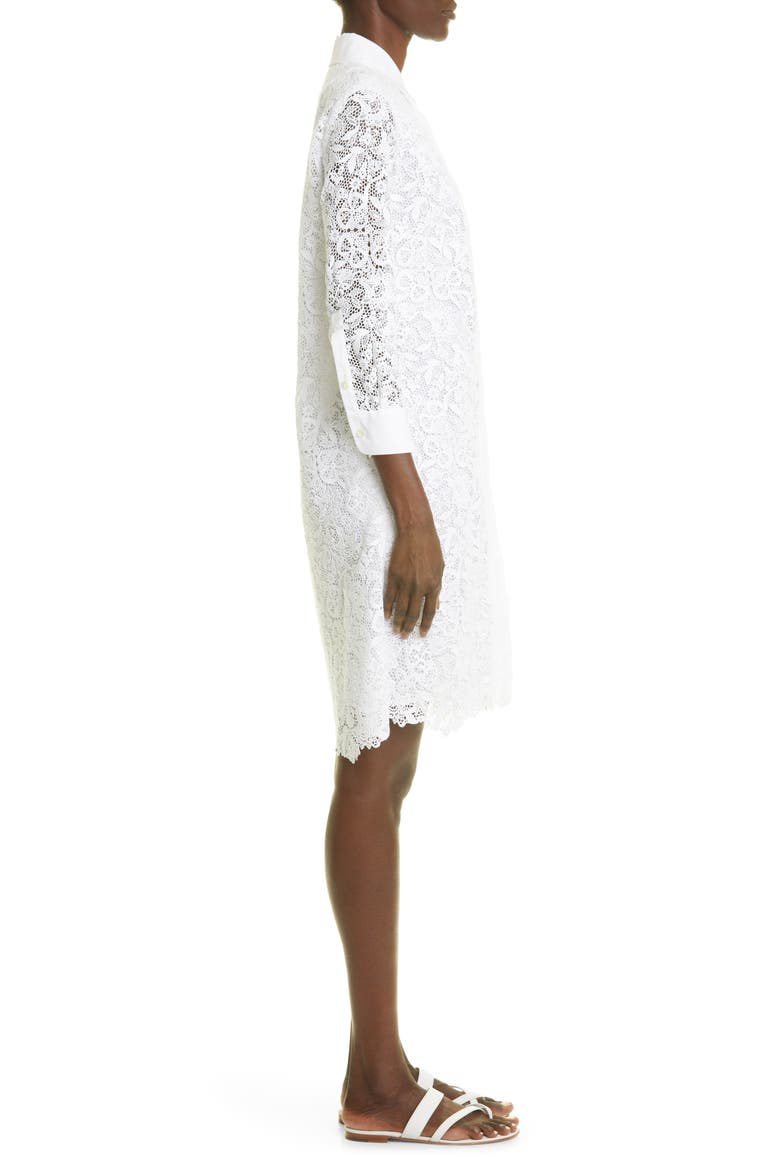 Evangeline Long Sleeve Guipure Lace Shirtdress, Alternate, color, WHITE