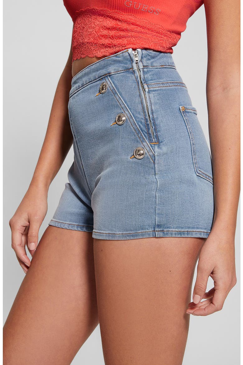 Janea High Waist Denim Shorts, Alternate, color, BLUE