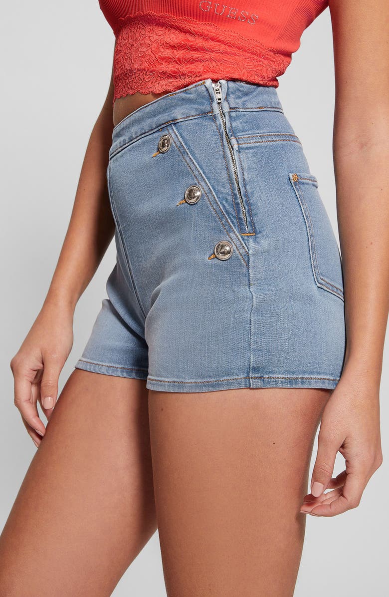 GUESS Janea High Waist Denim Shorts, Alternate, color,