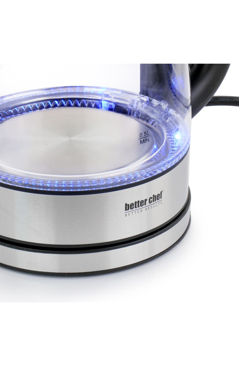Better Chef 1.7 Liter 360 Degree Glass Cordless Electric Kettle, Alternate, color, Silver