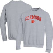 Champion Men's Champion Heather Gray Clemson Tigers Arch Over Logo Pullover Sweatshirt