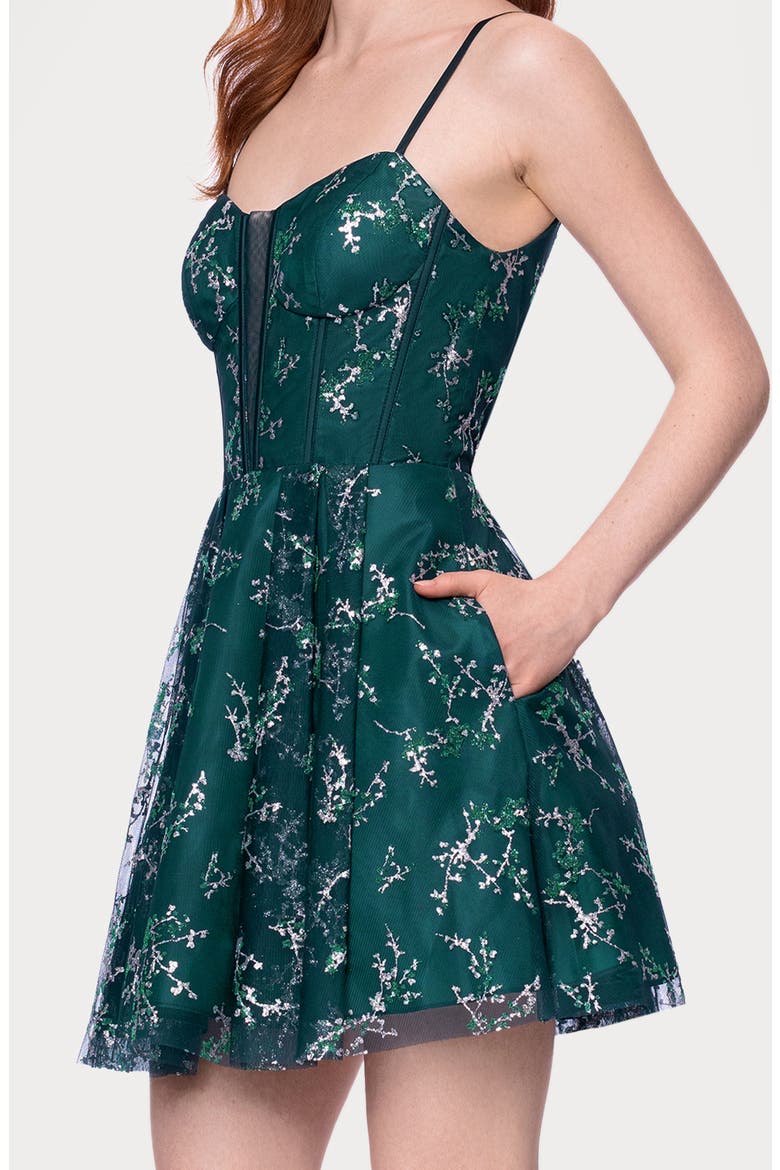 Floral Embroidery Minidress, Alternate, color, HUNTER