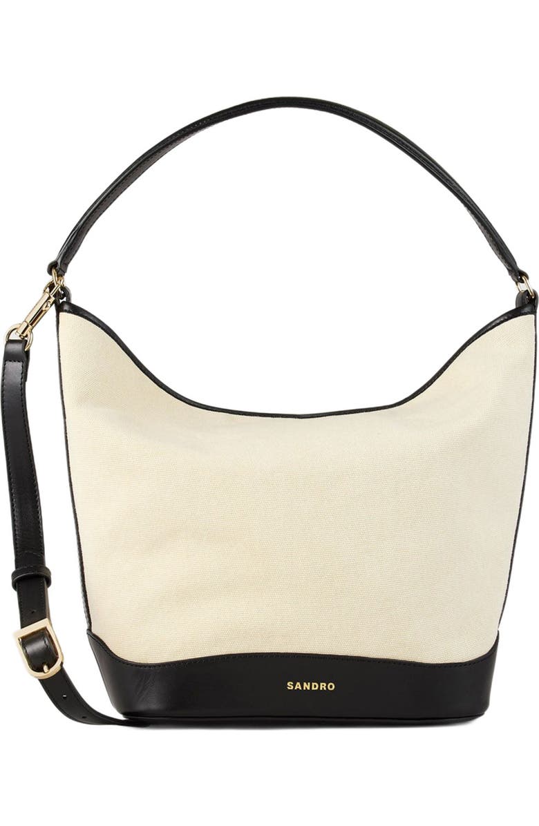 SANDRO Tangoso canvas bucket bag, Main, color,