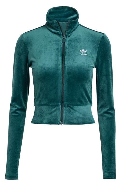 Adidas Originals Adidas Essential Velour Fitted Track Jacket In Green