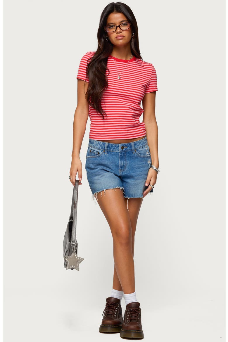Nessie Stripe T-Shirt, Alternate, color, RED-AND-PINK
