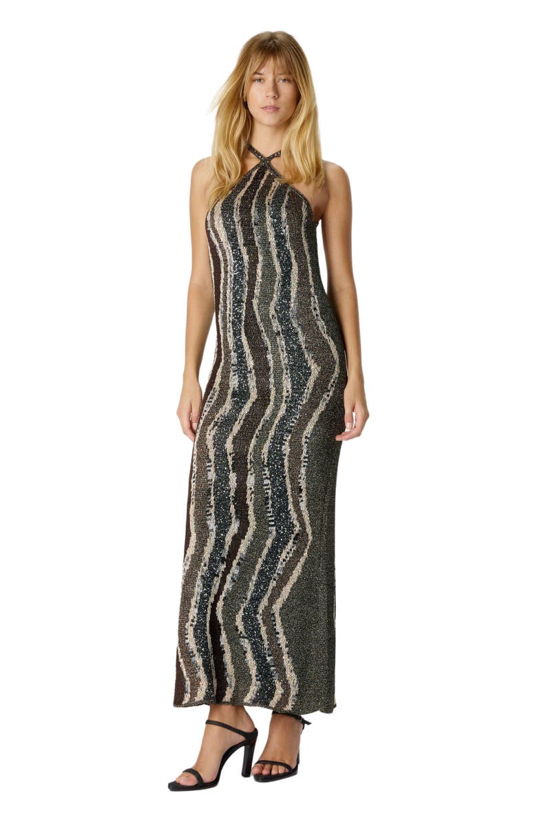 Missoni Long Dress With Wave Pattern, Alternate, color, Brown