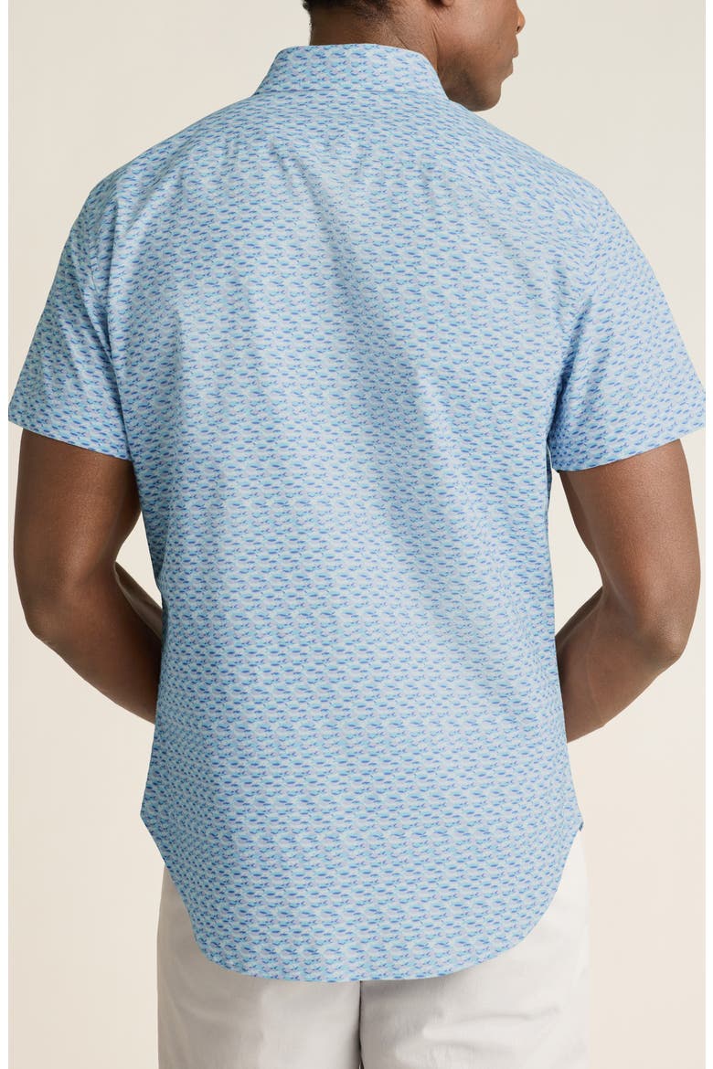 Fish Party Slim Fit Short Sleeve Button-Down Shirt, Alternate, color, BLUE/ LAVENDAR FISH