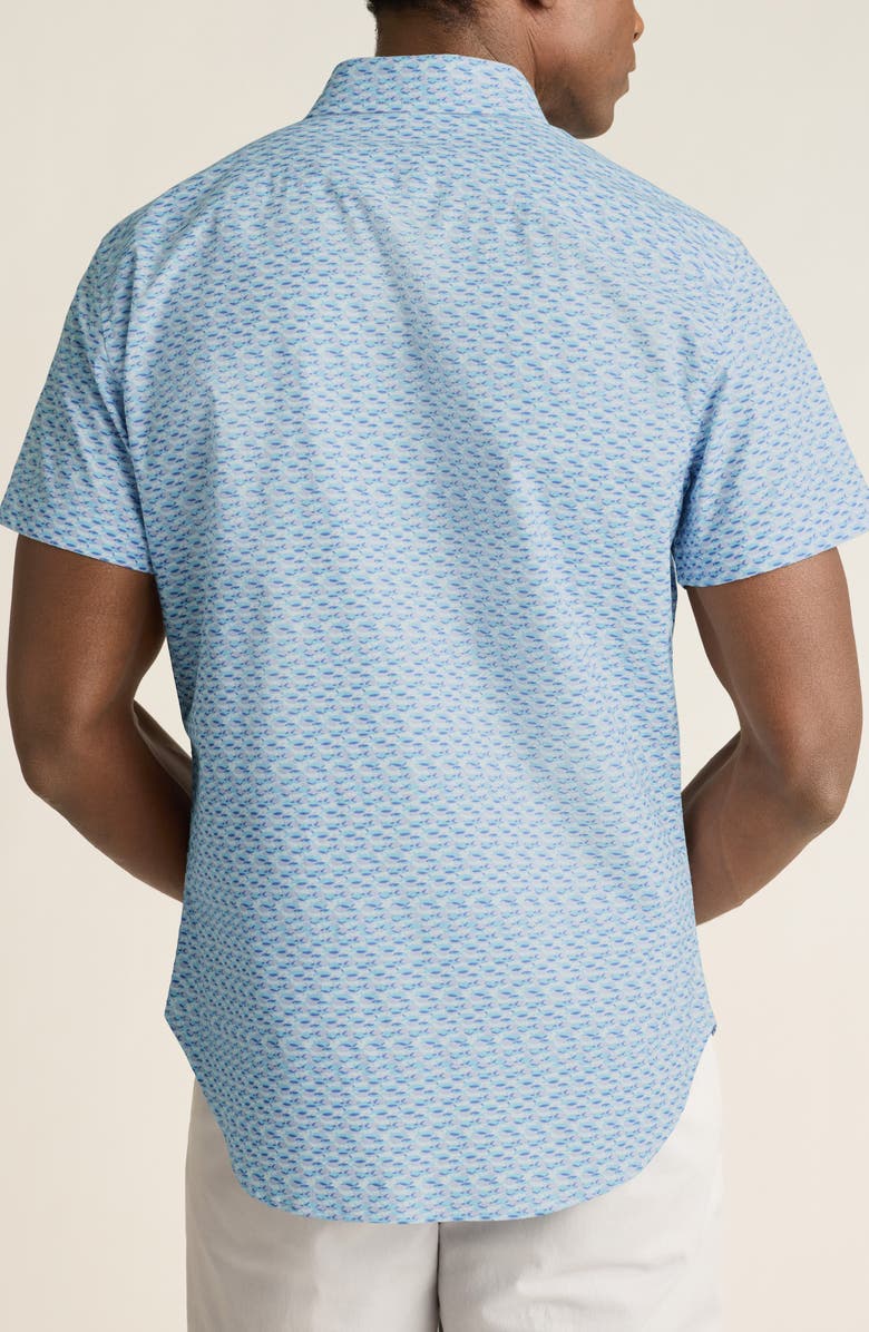 Bonobos Fish Party Slim Fit Short Sleeve Button-Down Shirt, Alternate, color, Blue/ Lavendar Fish