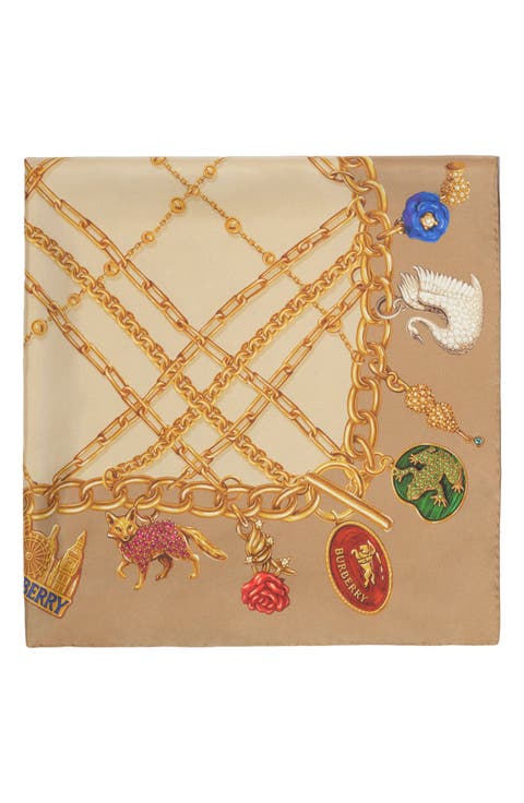 Check Charm Silk Square Scarf