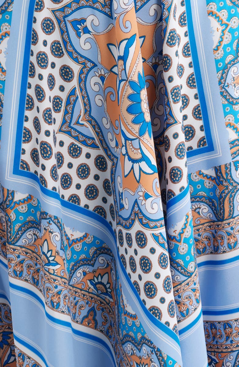 Eliza J Tie Front Maxi Sundress, Alternate, color, Blue Multi