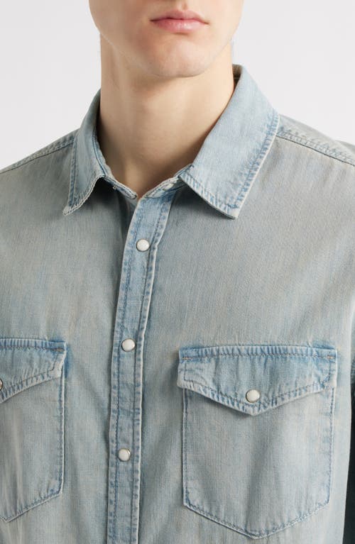 Frame Modern Cotton Denim Snap-up Western Shirt In Blue