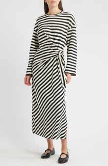 FRNCH Fenouil Directional Stripe Long Sleeve Dress