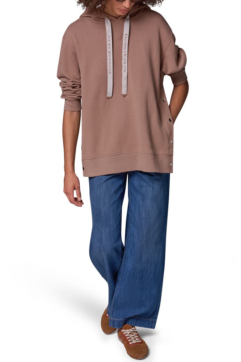 French Terry Snap Side Hoodie, Alternate, color, CAMEL