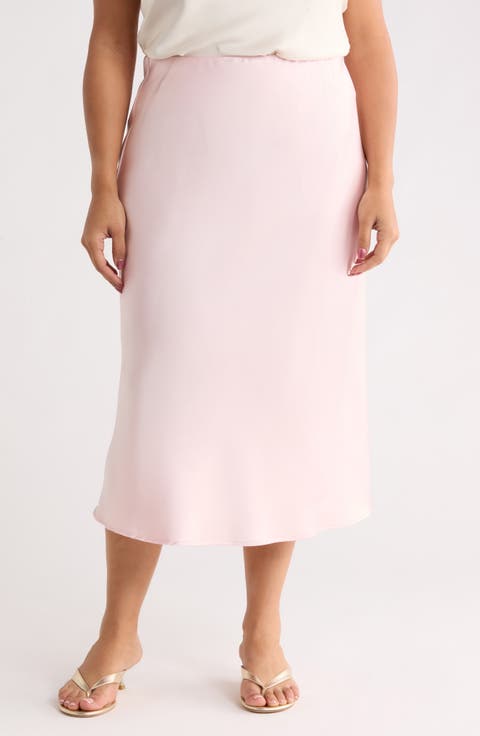 Satin Midi Skirt (Plus)