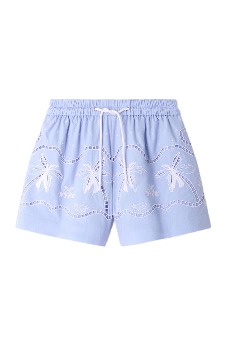 SANDRO Embroidered cotton shorts, Alternate, color, Sky Blue