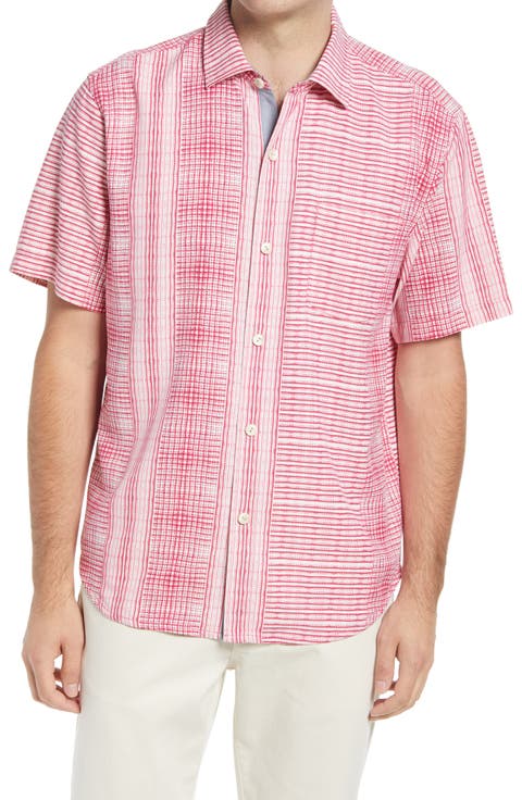 Bay Street Blues Short Sleeve Silk Button-Up Shirt