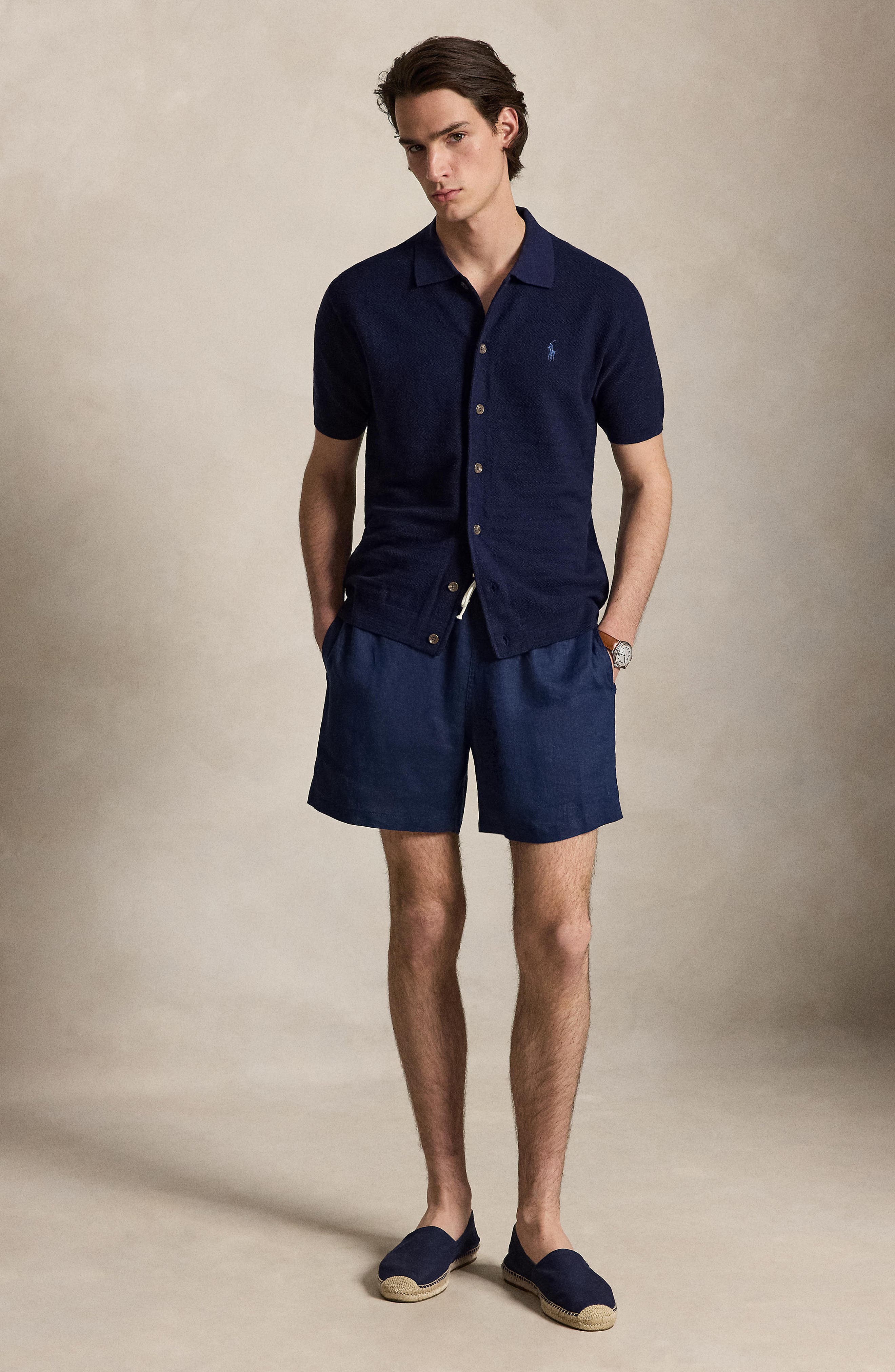 Polo Ralph Lauren Short Sleeve Cotton Herringbone Full Button Cardigan — фото 2