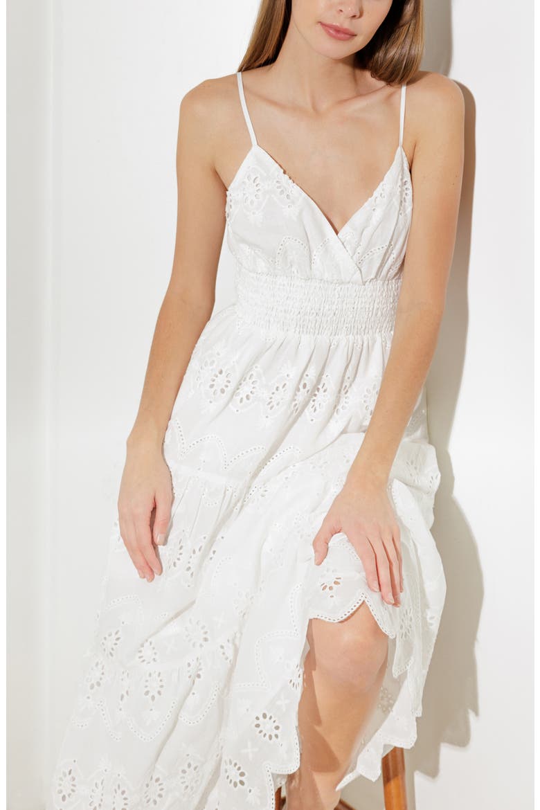 Eyelet Embroidery Midi Dress, Alternate, color, OFF WHITE