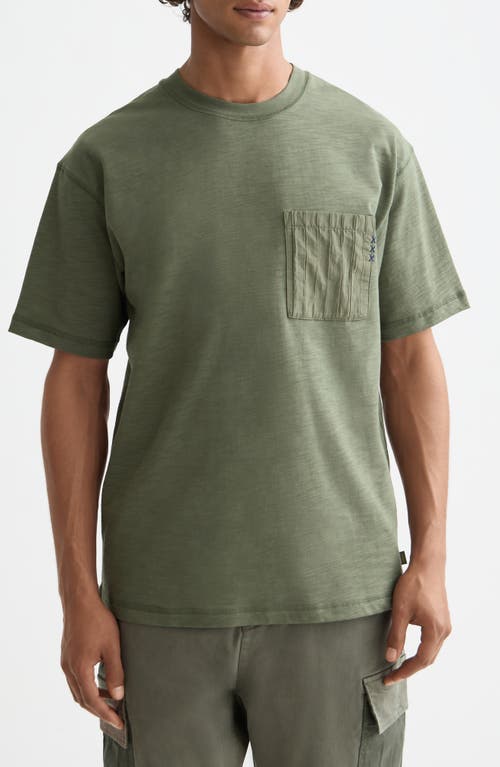 Scotch & Soda Relaxed Fit Slub Cotton Pocket T-shirt In Green