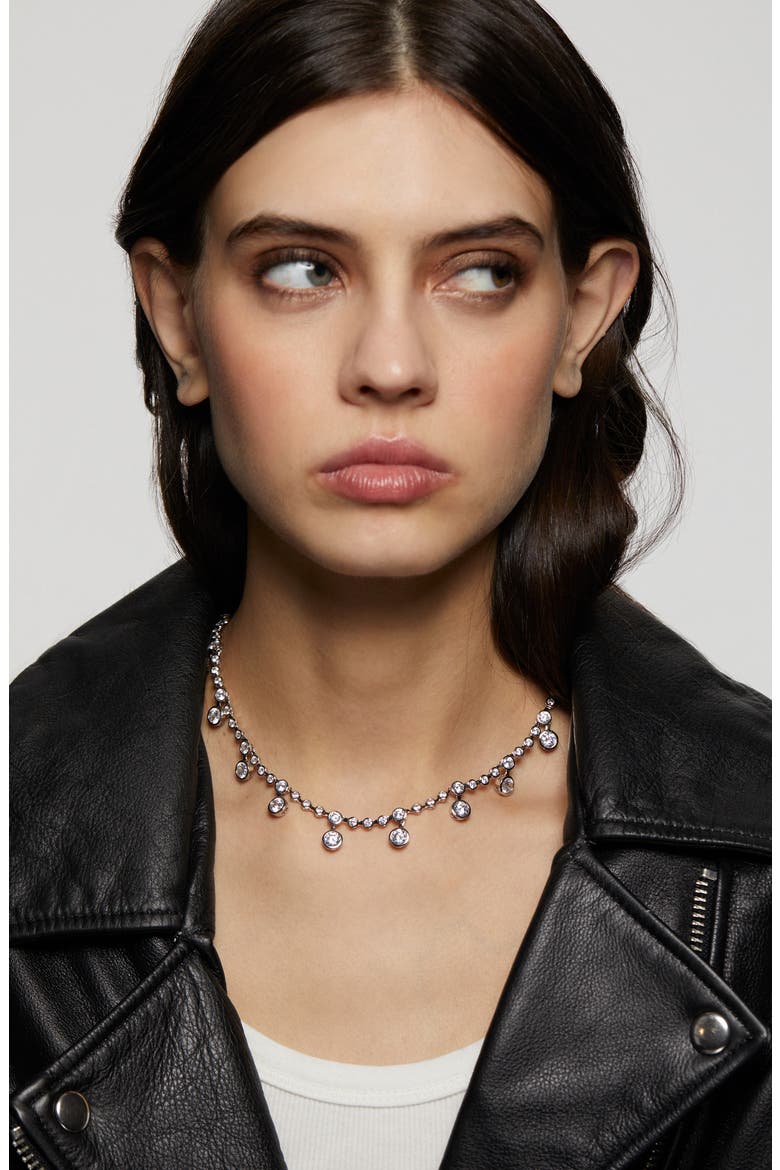 Brooklyn Cubic Zirconia Collar Necklace, Alternate, color, RHODIUM