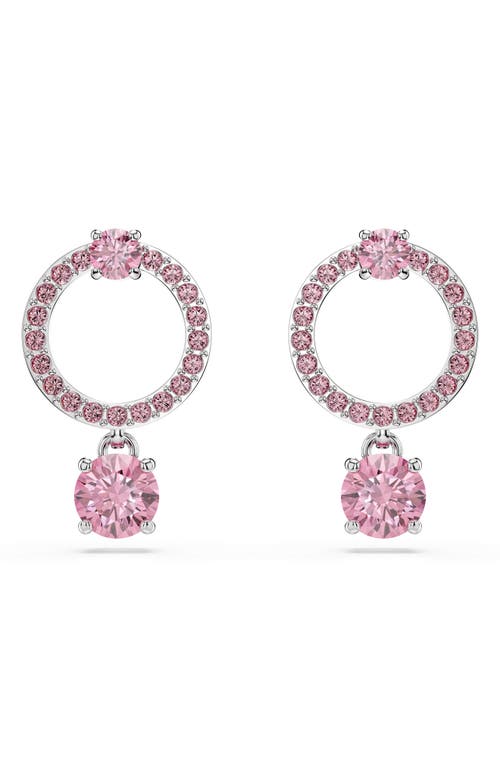 Swarovski Attract Round Cut Drop Earrings In Pink
