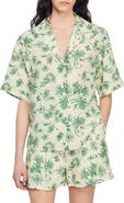 SANDRO Bourget Short Sleeve Linen Blend Camp Shirt