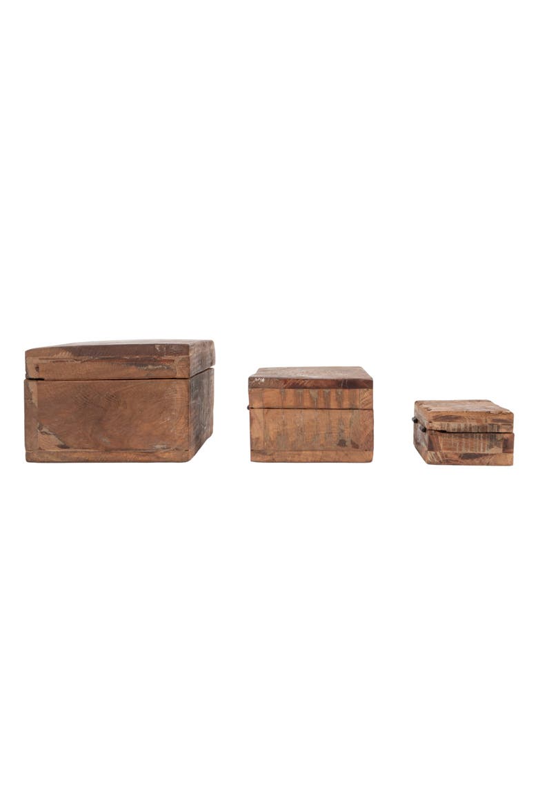 Reclaimed Vintage Wood Boxes, Set of 3 Sizes, Natural, Alternate, color, Natural