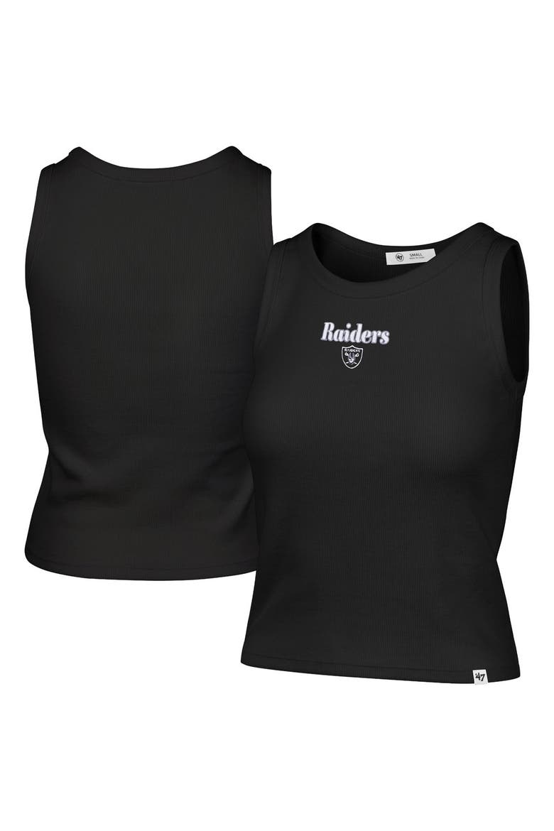 Women's '47  Black Las Vegas Raiders Cropped Straight Cut Ribbed Baby Tank Top, Main, color, Black