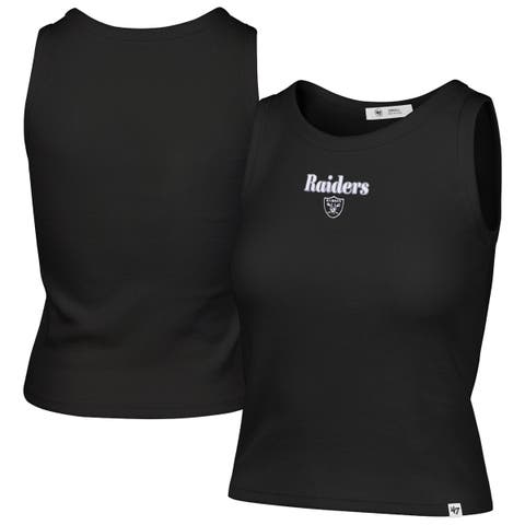 Women's '47  Black Las Vegas Raiders Cropped Straight Cut Ribbed Baby Tank Top