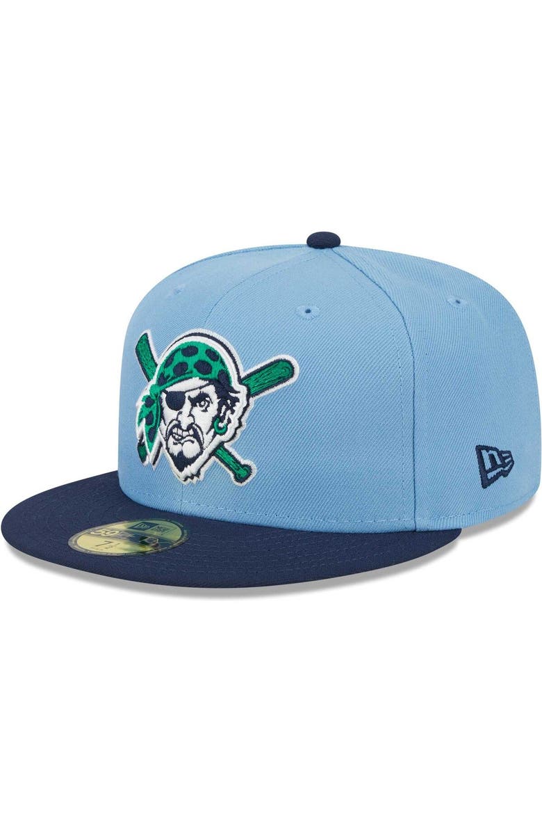 New Era Men's New Era Light Blue/Navy Pittsburgh Pirates Green Undervisor 59FIFTY Fitted Hat, Alternate, color, 