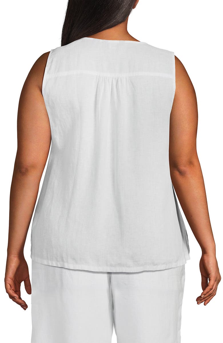 Lands' End Linen V Neck Top, Alternate, color, White
