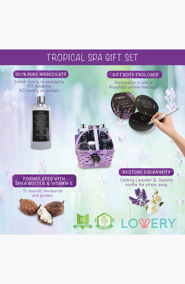 Lovery 9-Piece Home Spa Gift Basket Set, Alternate, color, Lavender / Jasmine