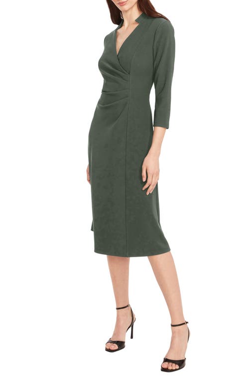 Maggy London Ruched Fit & Flare Midi Dress In Green