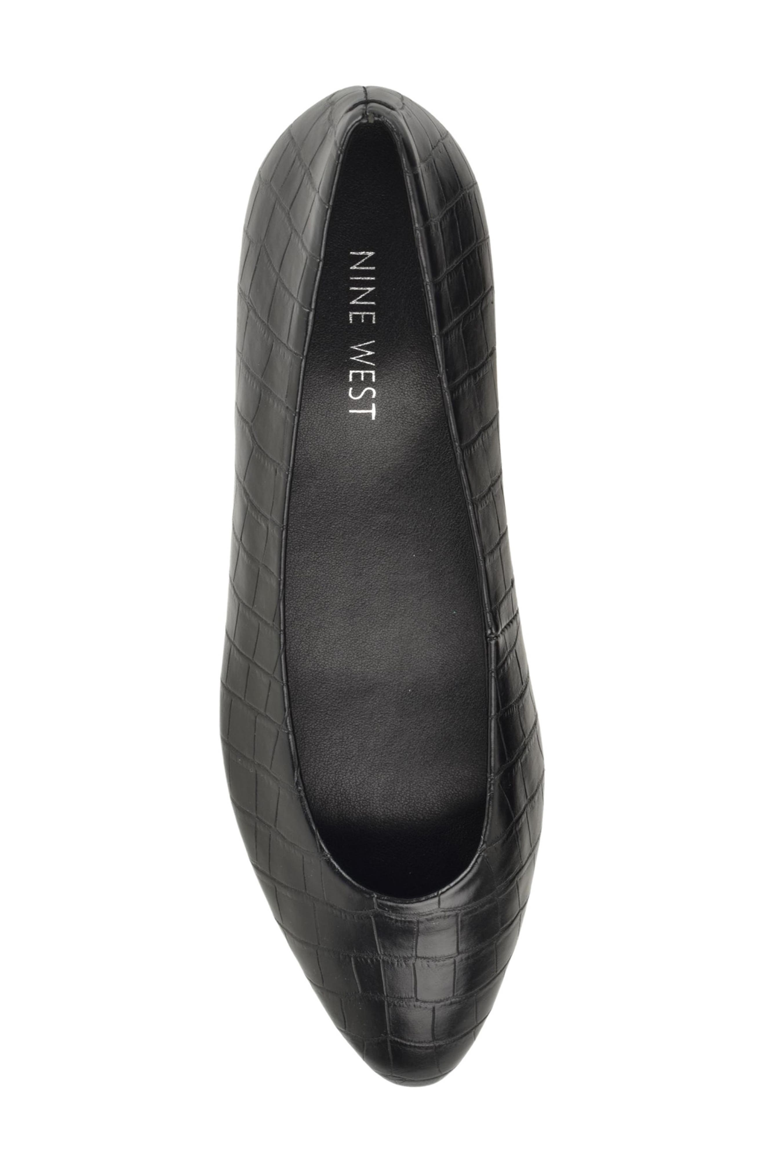 Vecka Almond Toe Flat, Alternate, color, BLACK CROCO