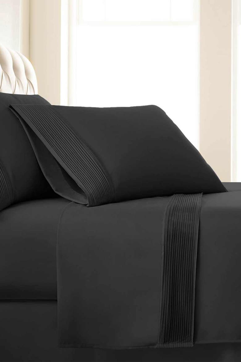Premium Collection Pleated Extra Deep Pocket Sheet Set, Main, color, BLACK