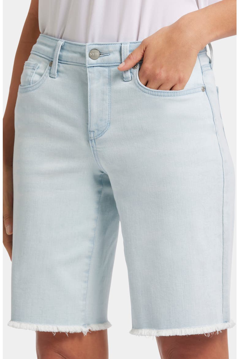 Frayed Mid Length Denim Boyfriend Shorts, Alternate, color, GLACIER FROST