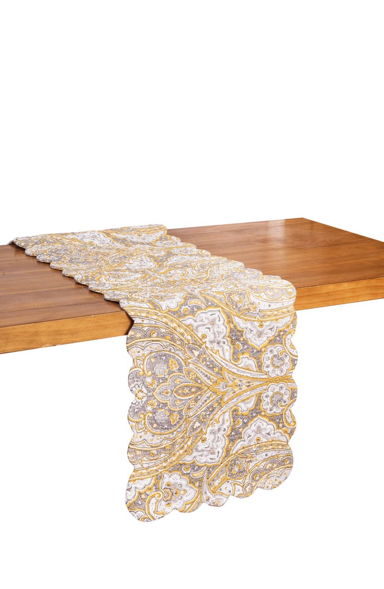 C&F Home Shay Damask Table Runner 14" x 51", Alternate, color, Orange