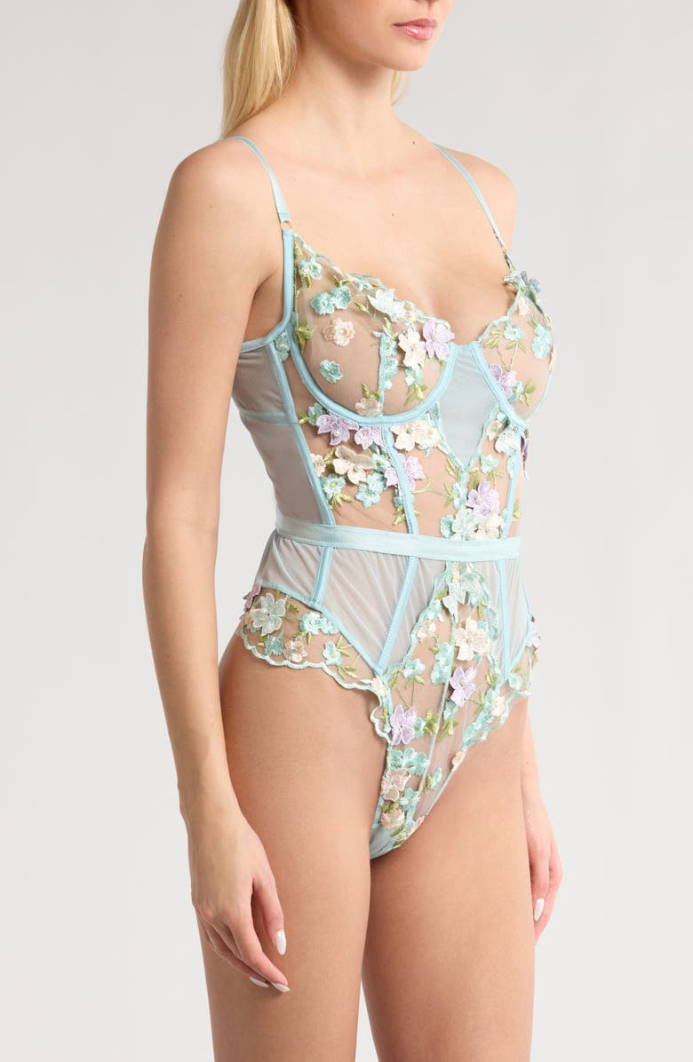 KILO BRAVA Embroidered Underwire Bodysuit, Alternate, color, Powder Blue Multi