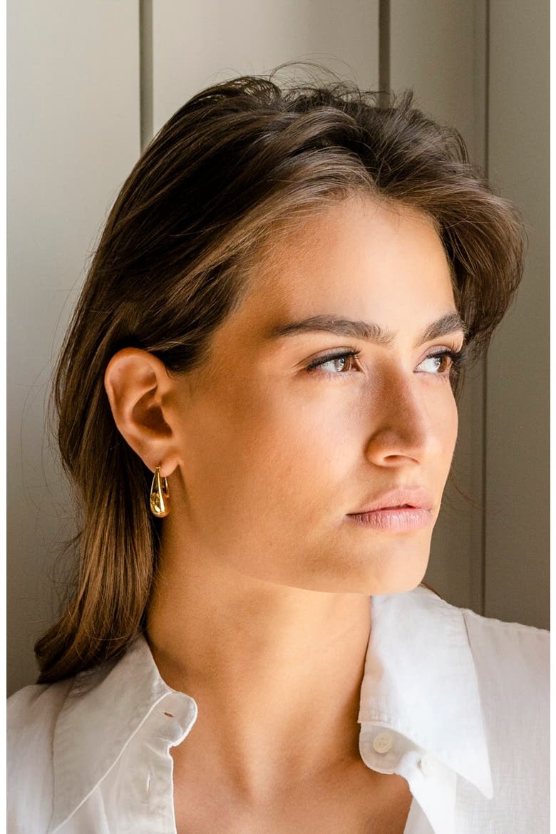 Thick Hoop Earrings, Alternate, color, RHODIUM