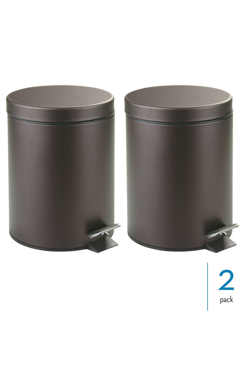 iDesign Round 1.3 Gallon Steel Step Trash Can - Set of 2 - Bronze, Alternate, color, 