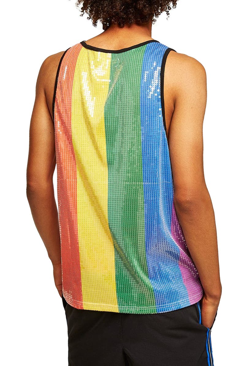 Topman Sequin Rainbow Tank, Alternate, color, 