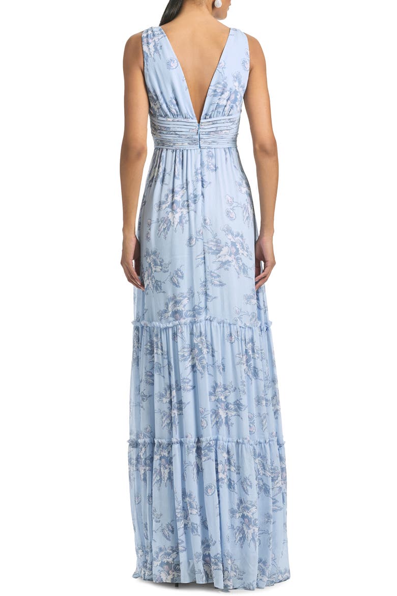 Justine Tiered Chiffon Gown, Alternate, color, ICED NARCISSUS