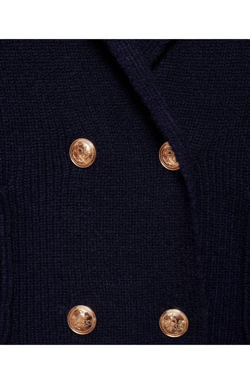 Mango Double Breasted Cardigan In Blue