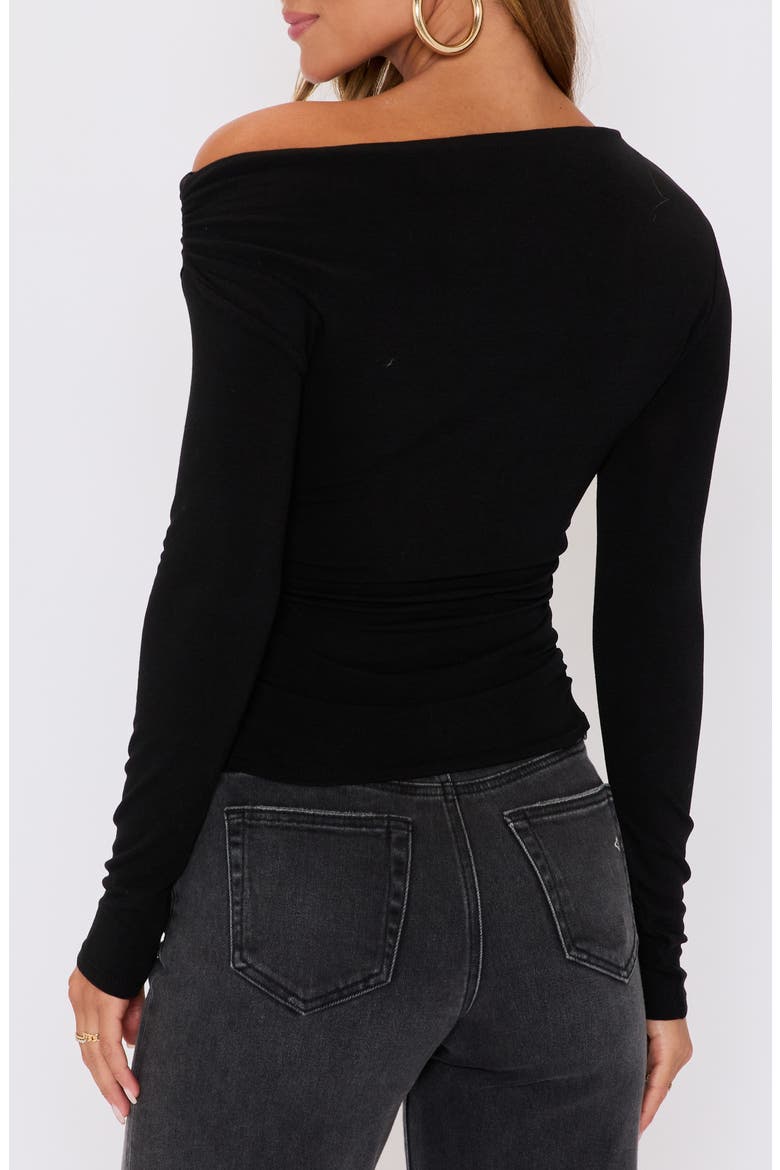Belle One-Shoulder Jersey Top, Alternate, color, BLACK