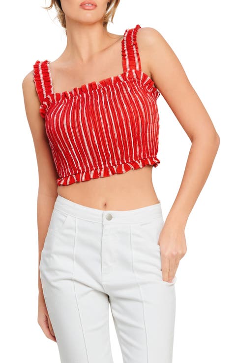 Stripe Smocked Crop Top