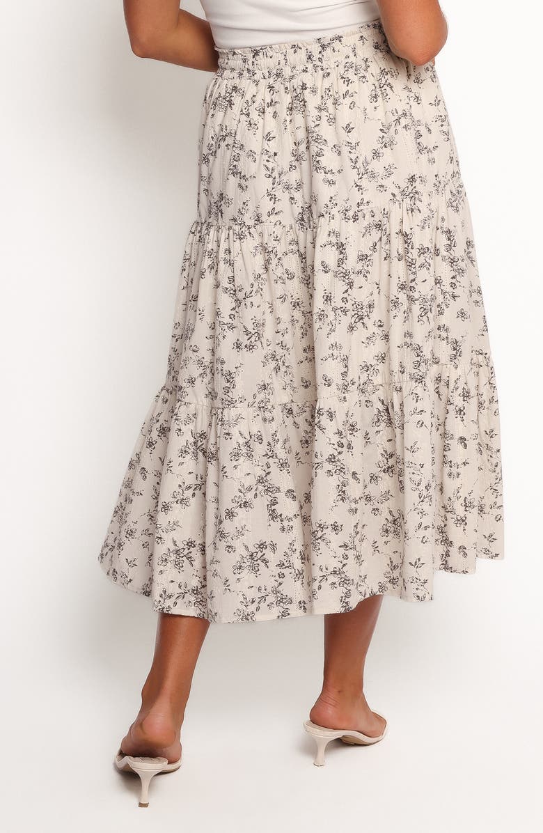 Petal & Pup Lennon Floral Tiered Midi Skirt, Alternate, color, Brown Ivory