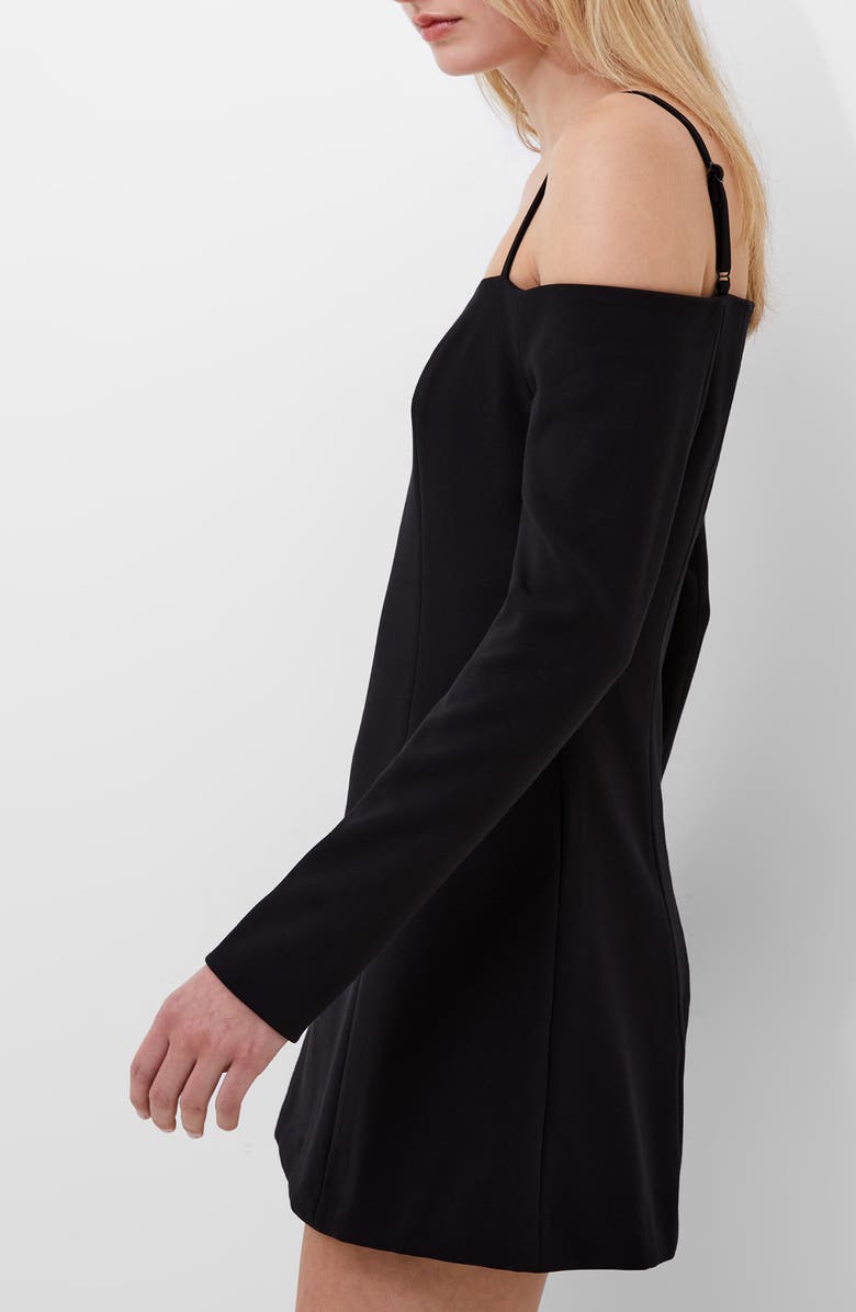 French Connection Whisper Cold Shoulder Long Sleeve Minidress, Alternate, color, 01-Black