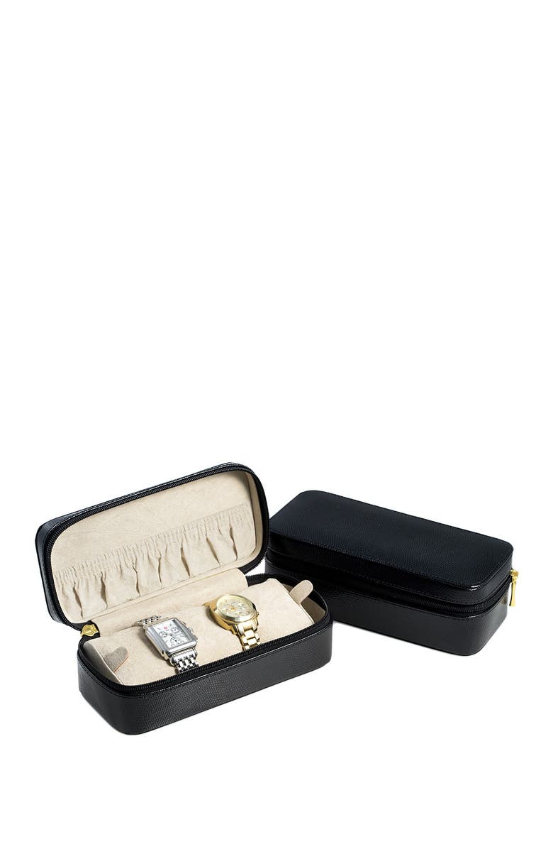 Bey-Berk Black Lizard Leather Watch Case, Main, color, NO COLOR