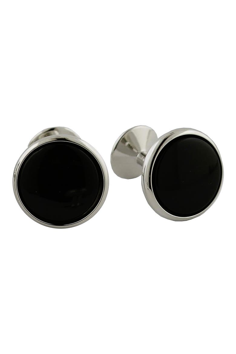Onyx Cuff Links, Main, color, SILVER